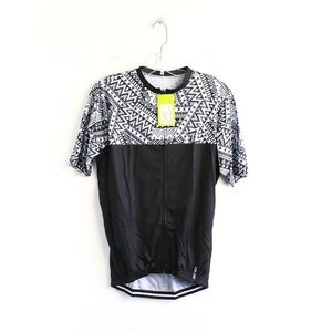 Womens cycling top bicycle sport marathon pockets full zip black print XL tribal